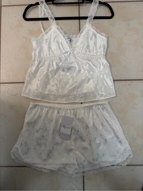 Waverles Brooke Floral Bridal Ivory Jacquard Cami Set NWT